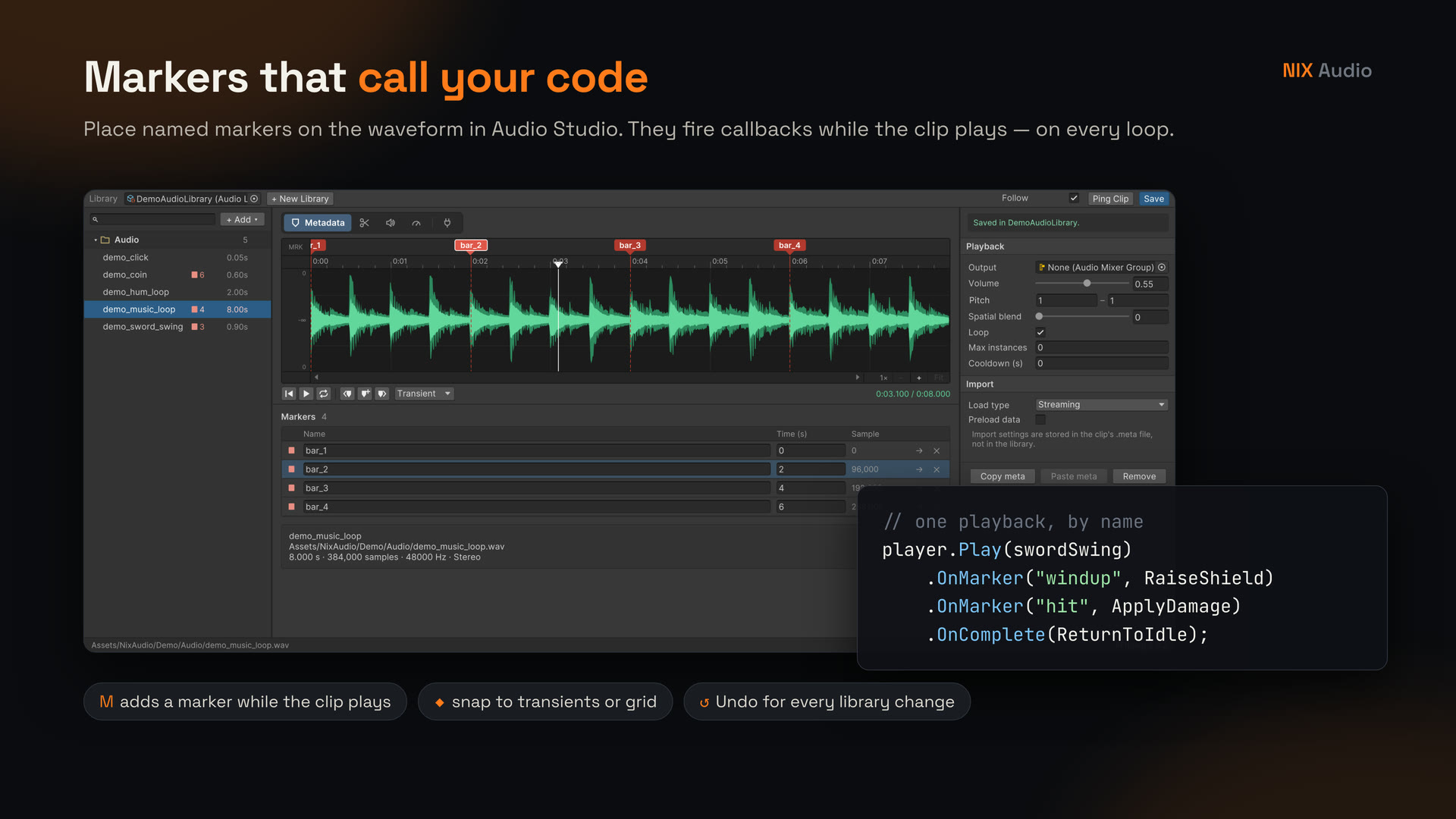 Markers that call your code