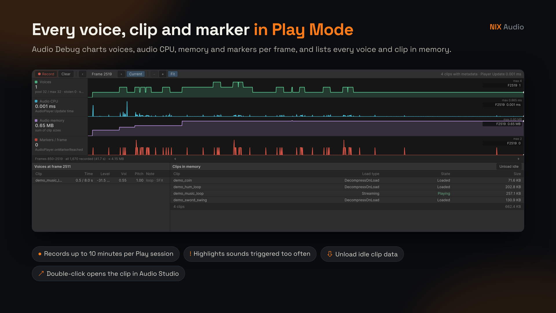 Audio Debug in Play Mode